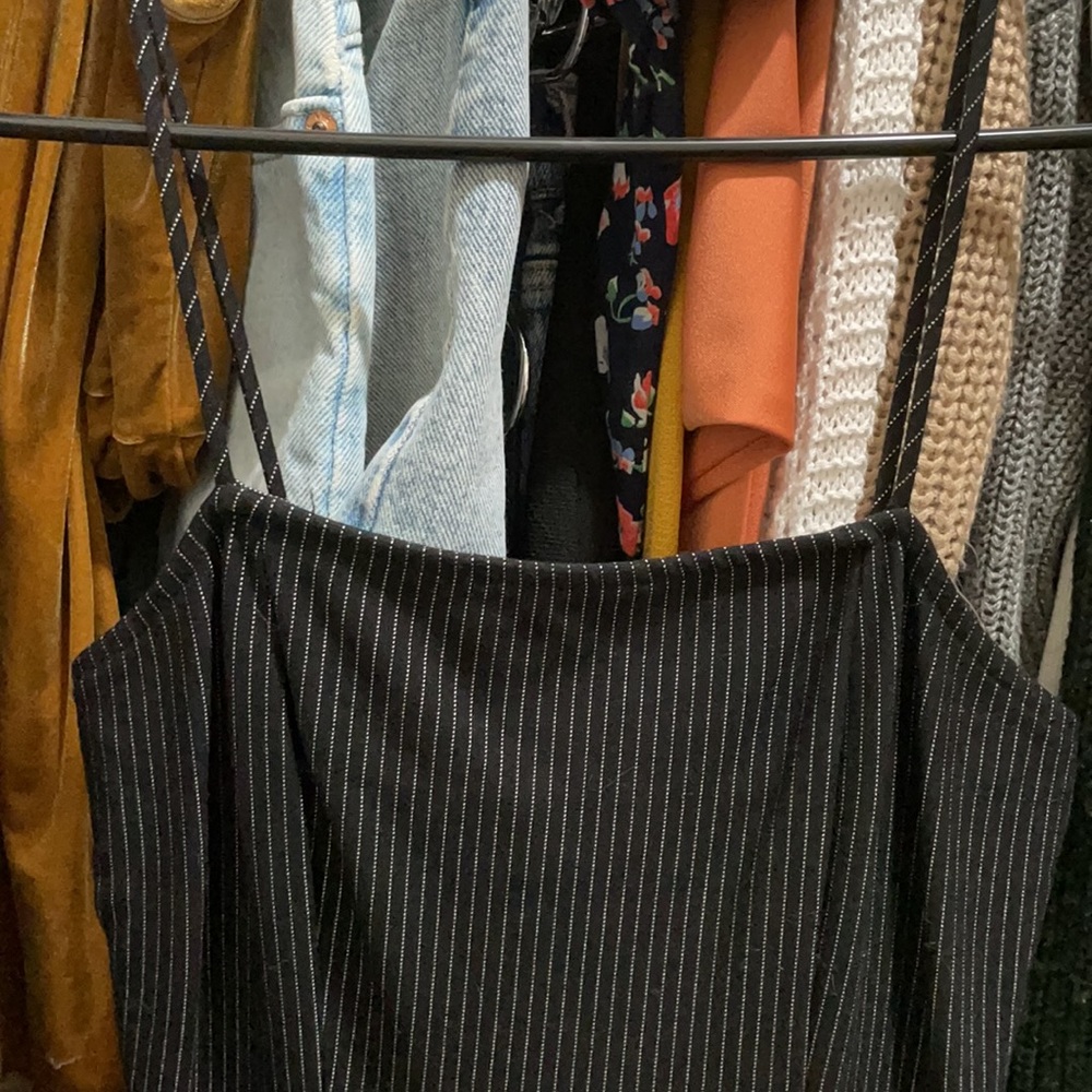 Pinstripe Strappy Mini Dress